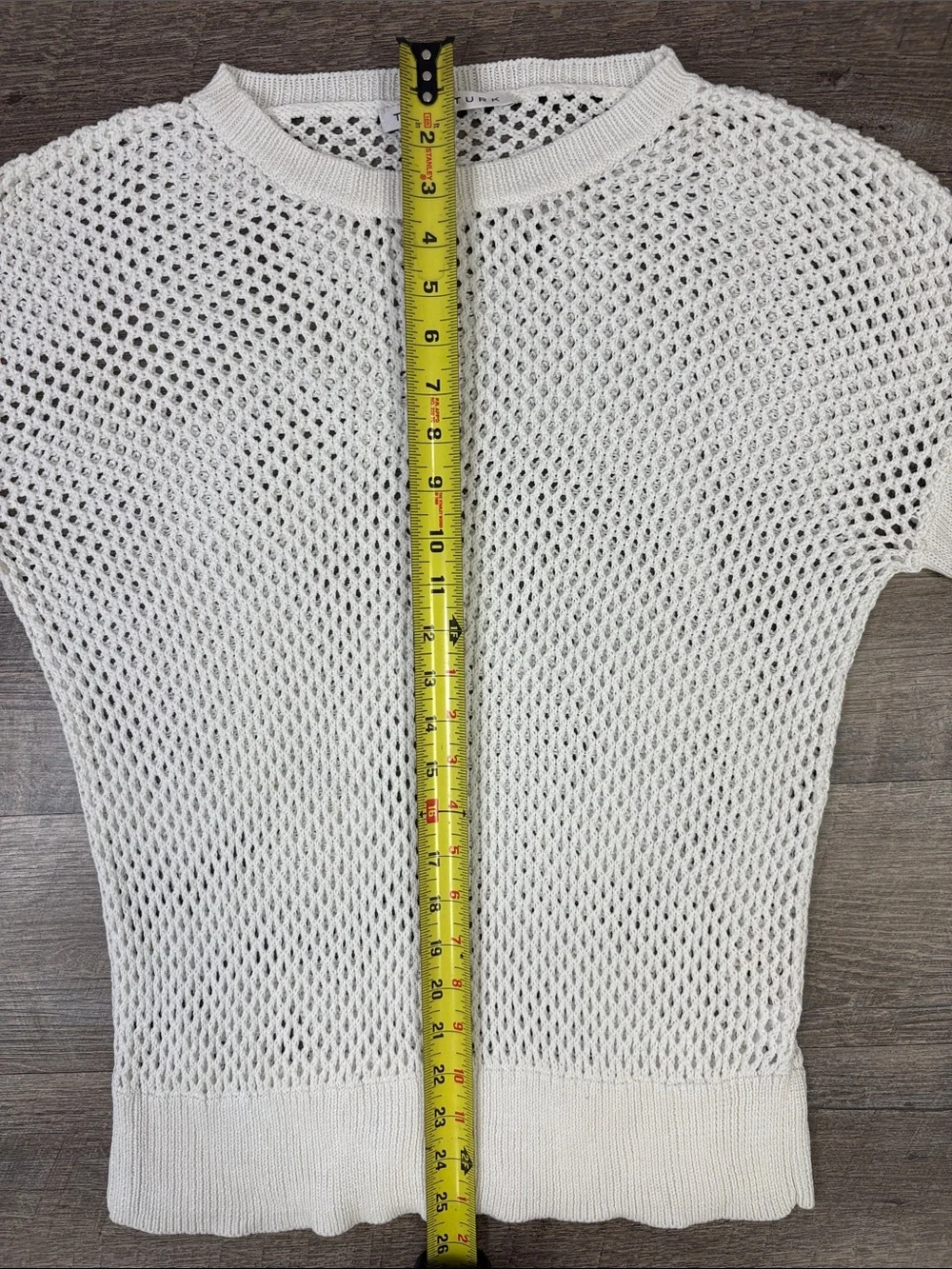 Trina Turk White Open Knit Crochet Sweater Pullover Size XL